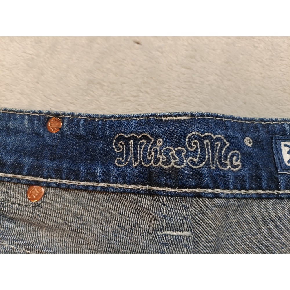 Miss Me Tattered Patriotic Embellished Flag Shorts Crystal Studs 30 Jean Shorts - Picture 9 of 12